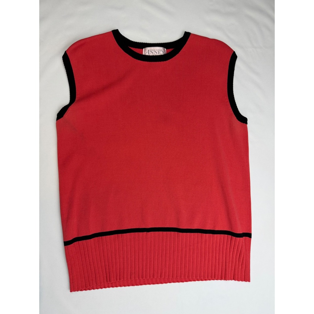 Casual Corner Annex Woman Red Black Knit Sweater Vest Plus Size 1X Sleeveless